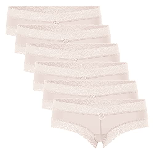 Celodoro Damen Hipster Panty mit Spitze (6er Pack) - Weiss L von Celodoro