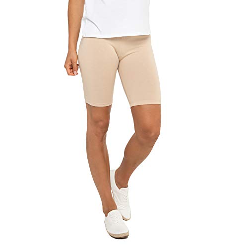 Celodoro Damen Kurzleggings (1 Stück) Stretch-Jersey Radlerhose aus Baumwolle - Beige S von Celodoro