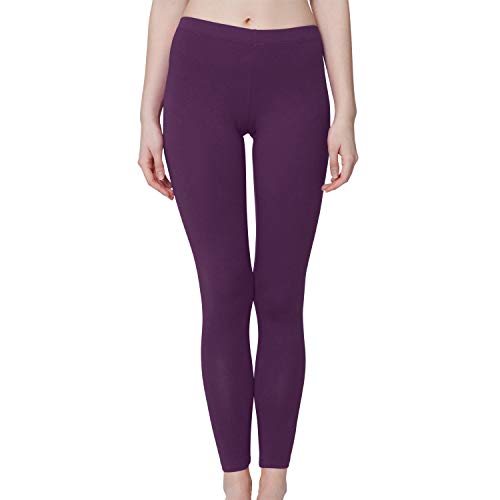 Celodoro Damen Leggings, stretchige Jersey Hose aus Baumwolle - Lila L von Celodoro