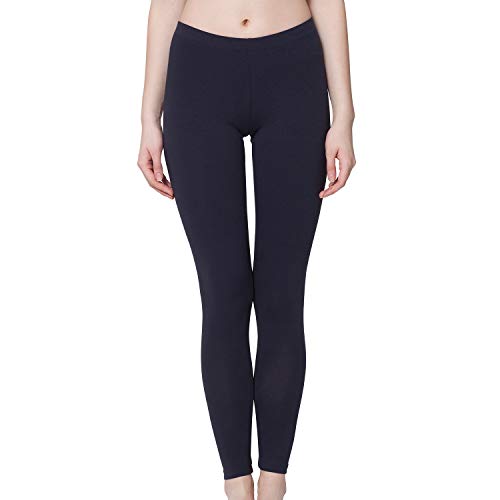 Celodoro Damen Leggings, stretchige Jersey Hose aus Baumwolle - Dunkelblau XL von Celodoro