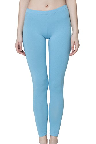 Celodoro Damen Leggings, stretchige Jersey Hose aus Baumwolle - Hellblau S von Celodoro