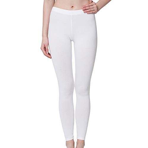 Celodoro Damen Leggings, stretchige Jersey Hose aus Baumwolle - Weiss XXL von Celodoro