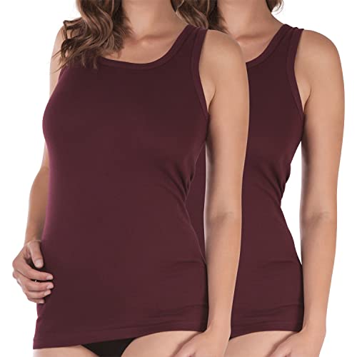 Celodoro Damen Longshirt (2 Stück), Feinripp Unterhemd - Bordeaux 32-34 von Celodoro