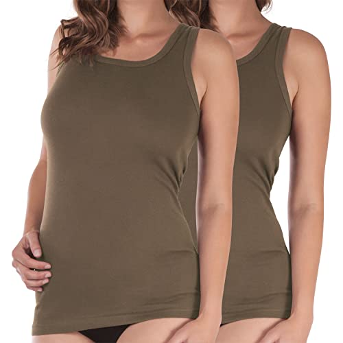 Celodoro Damen Longshirt (2 Stück), Feinripp Unterhemd - Olive 32-34 von Celodoro