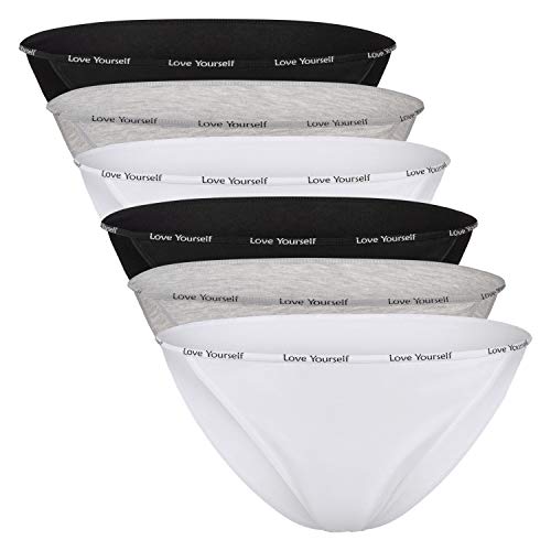 Celodoro Damen Slip (6er Pack) Unterhose mit schmalem Ziergummi und Schriftzug - Classic Mix M von Celodoro