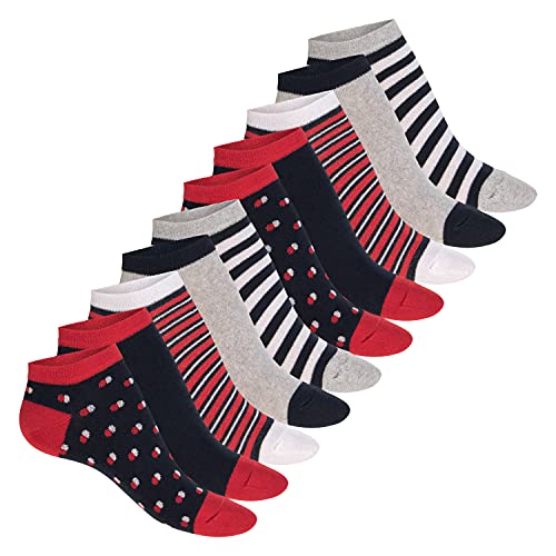 Celodoro Damen Süße Eco Sneaker Socken (10 Paar) Kurzsocken aus regenerativer Baumwolle - Maritim 35-38 von Celodoro