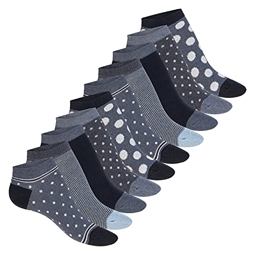 Celodoro Damen Süße Eco Sneaker Socken (10 Paar) Kurzsocken aus regenerativer Baumwolle - Navy Blue 35-38 von Celodoro