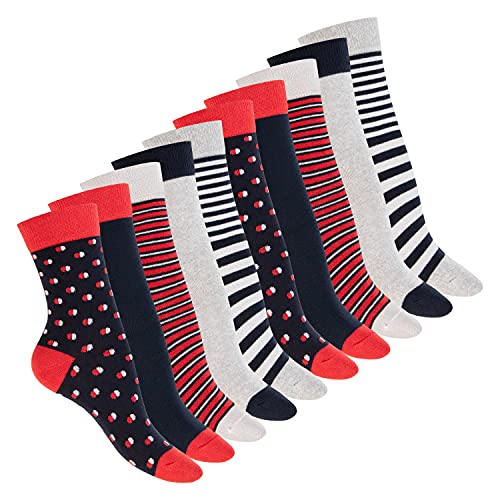 Celodoro Damen Motivsocken (10 PAAR) Süße Muster Crew Socken - Rumba Red 39-42 von Celodoro
