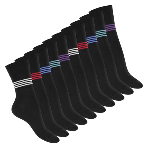 Celodoro Damen Motivsocken (10 PAAR) Süße Muster Crew Socken - Stripe Mix 35-38 von Celodoro