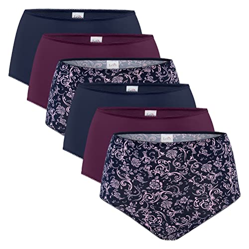 Celodoro Damen Taillenslip (6er Pack) Microfaser-Slip mit Blümchen-Muster - Lingerie Colors L (44-46) von Celodoro