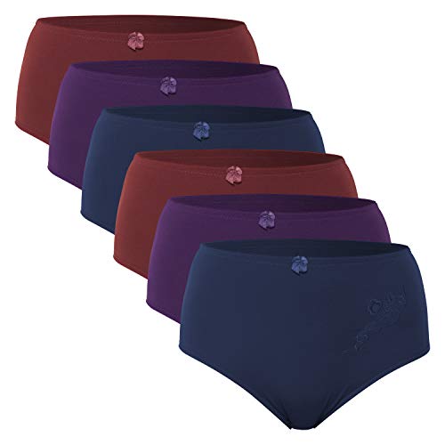 Celodoro Damen Taillenslip (6er Pack) Microfaser-Slip mit Stickerei - Berrytöne 44-46 von Celodoro