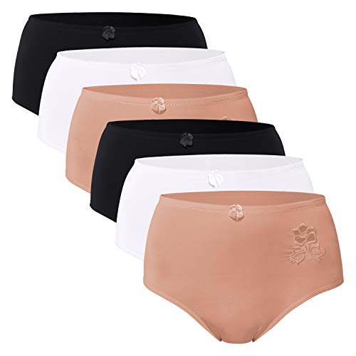Celodoro Damen Taillenslip (6er Pack) Microfaser-Slip mit Stickerei - Classic Mix 44-46 von Celodoro