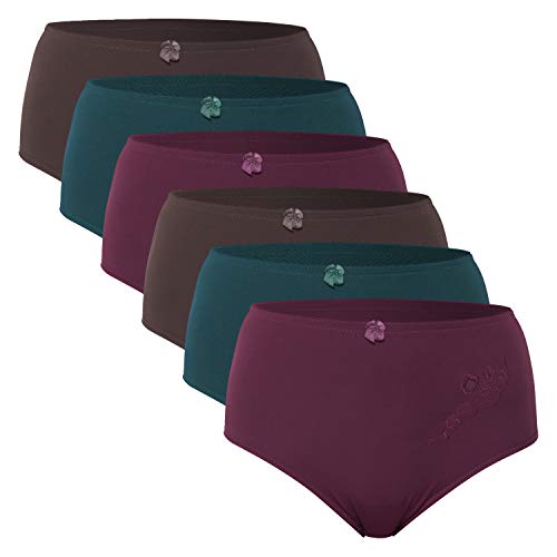 Celodoro Damen Taillenslip (6er Pack) Microfaser-Slip mit Stickerei - Herbstfarben 52-54 von Celodoro