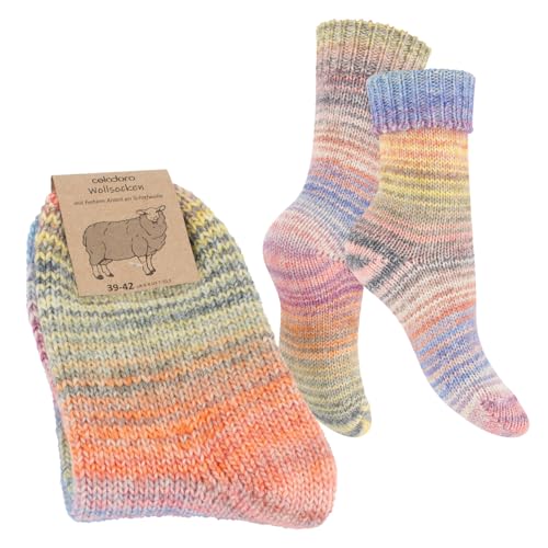 Celodoro Damen & Herren Mouline Wollsocken mit Umschlag (1 Paar) - Bunt 39-42 von Celodoro