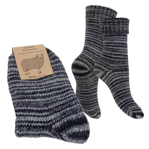 Celodoro Damen & Herren Mouline Wollsocken mit Umschlag (1 Paar) - Grau 39-42 von Celodoro