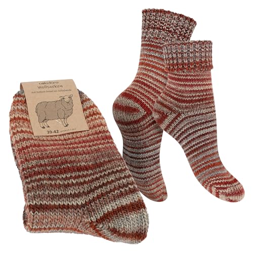 Celodoro Damen & Herren Mouline Wollsocken mit Umschlag (1 Paar) - Rot 35-38 von Celodoro