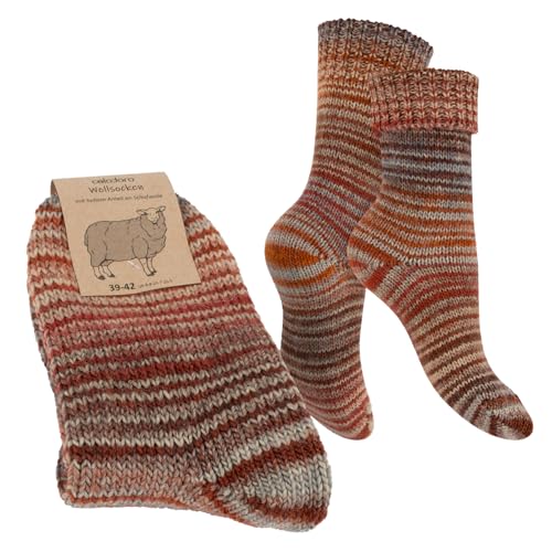 Celodoro Damen & Herren Mouline Wollsocken mit Umschlag (1 Paar) - Rot 35-38 von Celodoro