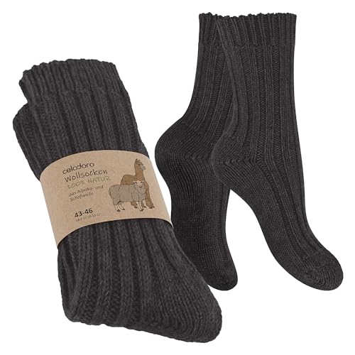 Celodoro Damen & Herren Natur Wollsocken mit Alpaka Wintersocken (1 Paar) - Anthrazit 39-42 von Celodoro