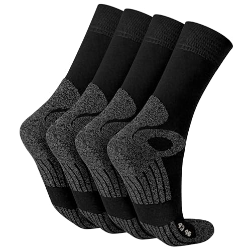 Celodoro 4 Paar Wandersocken, Arbeitssocken & Sportsocken (35-38, schwarz) - verstärkte Unisex Socken für Damen & Herren - atmungsaktive Anti-Schweiß Funktionssocken für Sport, Wandern, Arbeit von Celodoro