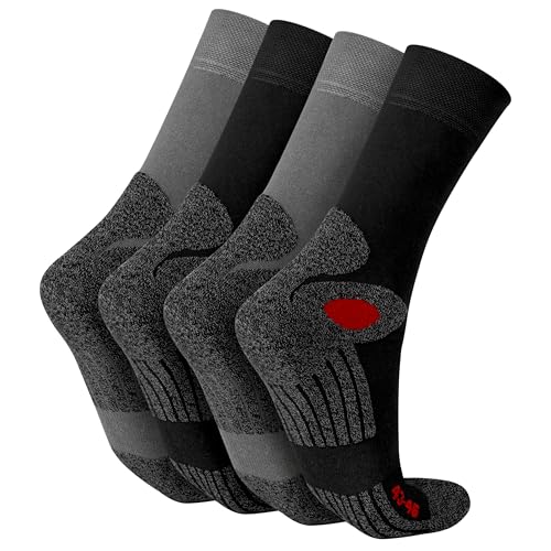 Celodoro 4 Paar Wandersocken, Arbeitssocken & Sportsocken (39-42, schwarz/grau) - verstärkte Unisex Socken für Damen & Herren - atmungsaktive Anti-Schweiß Funktionssocken für Sport, Wandern, Arbeit von Celodoro