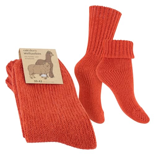 Celodoro Damen & Herren Wollsocken mit Umschlag (1 Paar) - Orange 39-42 von Celodoro
