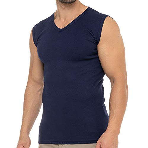 Celodoro Herren Business Muskelshirt V-Neck (1 Stück) Feinripp Top - Marine XXL von Celodoro