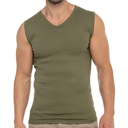 Celodoro Herren Business Muskelshirt V-Neck (1 Stück) Feinripp Top - Olive XL von Celodoro