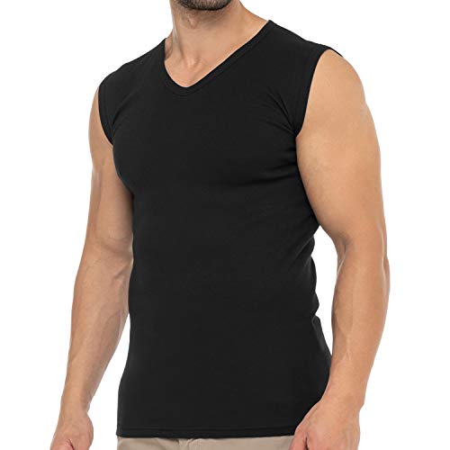 Celodoro Herren Business Muskelshirt V-Neck (1 Stück) Feinripp Top - Schwarz M von Celodoro