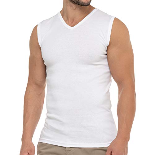 Celodoro Herren Business Muskelshirt V-Neck (1 Stück) Feinripp Top - Weiß L von Celodoro