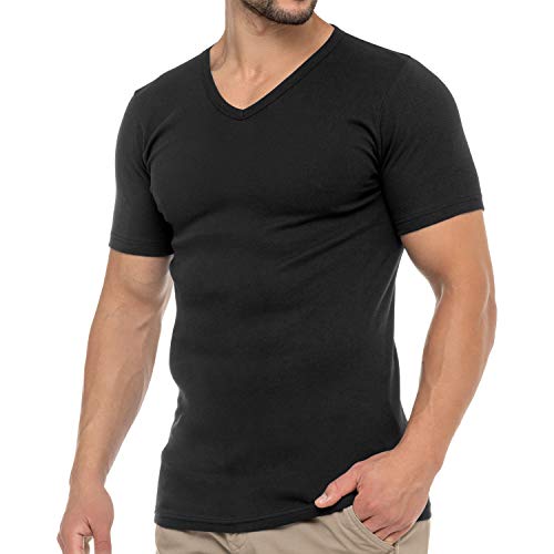 Celodoro Herren Business T-Shirt V-Neck (1 Stück) - Schwarz XXL von Celodoro