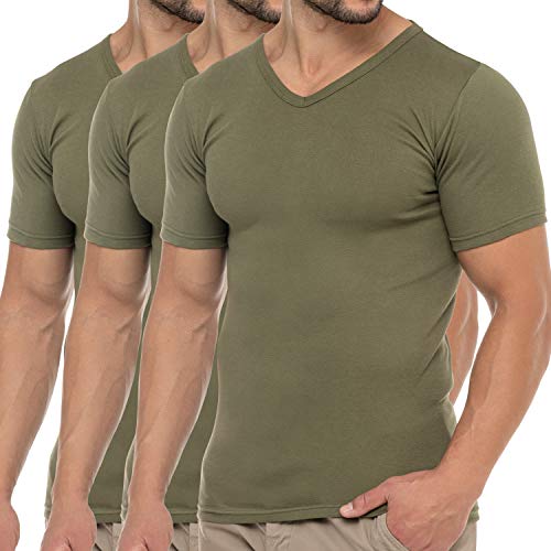 Celodoro Herren Business T-Shirt V-Neck (3er Pack) - Olive 3XL von Celodoro