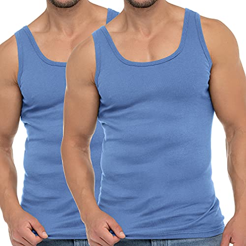 Celodoro Herren Business Tank Top (2er Pack) Achselhemd aus Baumwolle - Carolina Blue XXL von Celodoro