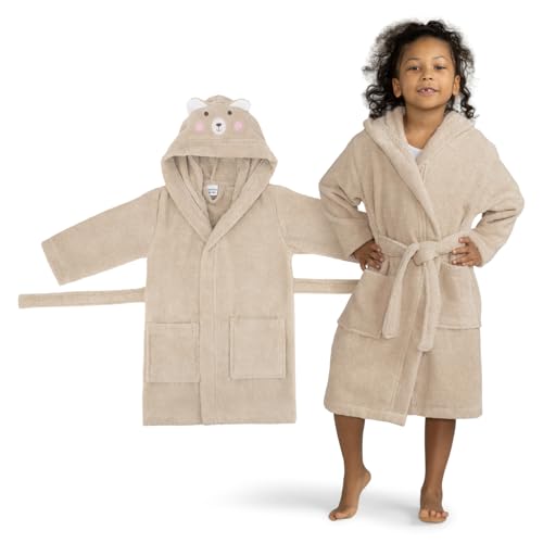Celodoro Kinder Bademantel mit Kapuze & Motiv für Mädchen & Jungen - Bear 122-128 von Celodoro