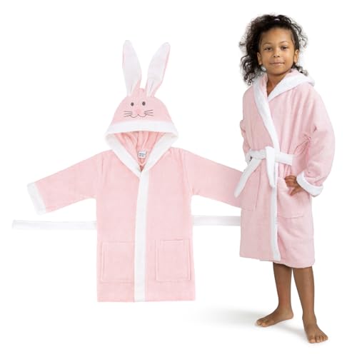 Celodoro Kinder Bademantel mit Kapuze & Motiv für Mädchen & Jungen - Rabbit 122-128 von Celodoro