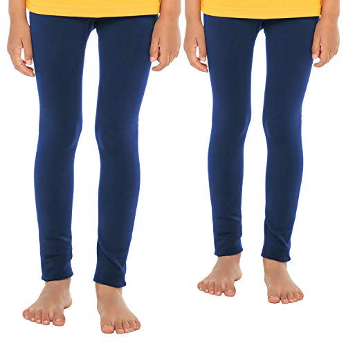 Celodoro Kinder Thermo Leggings (2 Stück) - warme Unterhose lang mit Innenfleece - Blau 122-128 von Celodoro