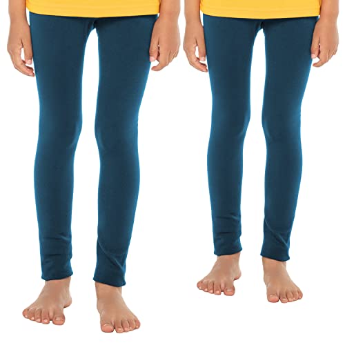 Celodoro Kinder Thermo Leggings (2 Stück) - warme Unterhose lang mit Innenfleece - Petrol 134-140 von Celodoro