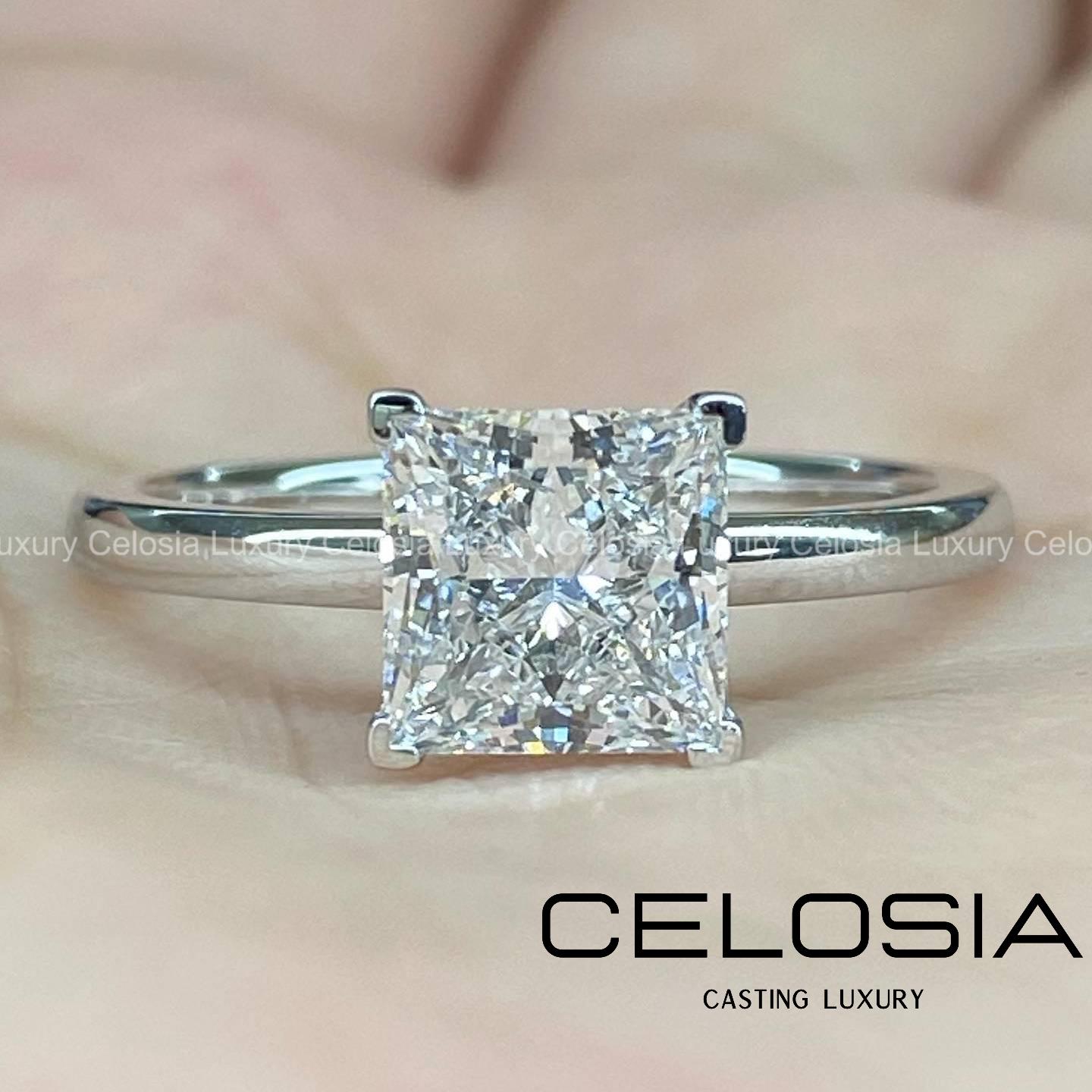 2Ct Princess Cut Verlobungsring | Zierlicher Solitaire Ring Weiß Gold Minimalist Strahlender Moissanit Moderner Vorschlag Schmuck von CelosiaLuxury