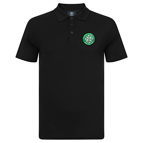 Celtic Glasgow Herren Polo-Shirt mit Wappen - Fußball - Schwarz - EIN Wappen - XL von Celtic F.C.