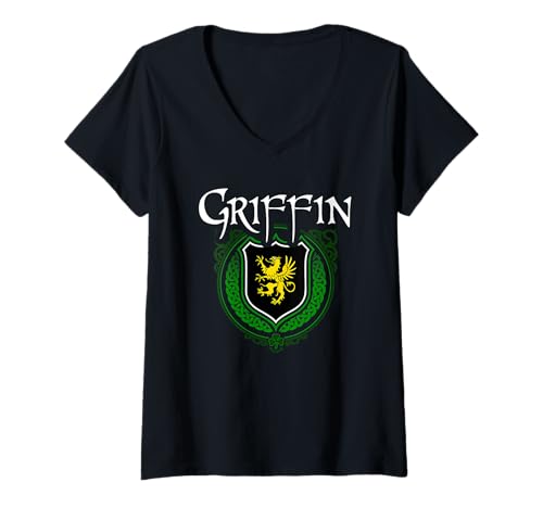 Damen Griffin Nachname Irish Clan Tartan Badge Irland T-Shirt mit V-Ausschnitt Damen Griffin Nachname Irish Clan Tartan Badge Irland T-Shirt mit V-Ausschnitt von Celtic Folk
