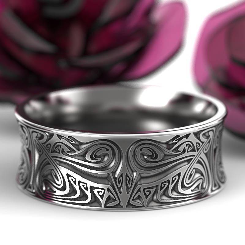 Wikinger Ehering Sterling Silber, Ehering, Männerring 1783, Asatru Handfasting Silberring Mit Gravur von CelticEternity