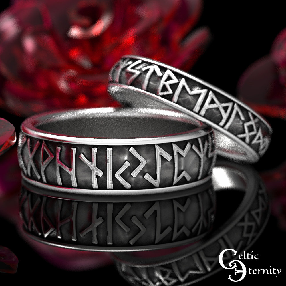 Wikinger Runenring Set, Runenringe, Ringset, Partnerringe, Trauringe, 1788 1204 von CelticEternity