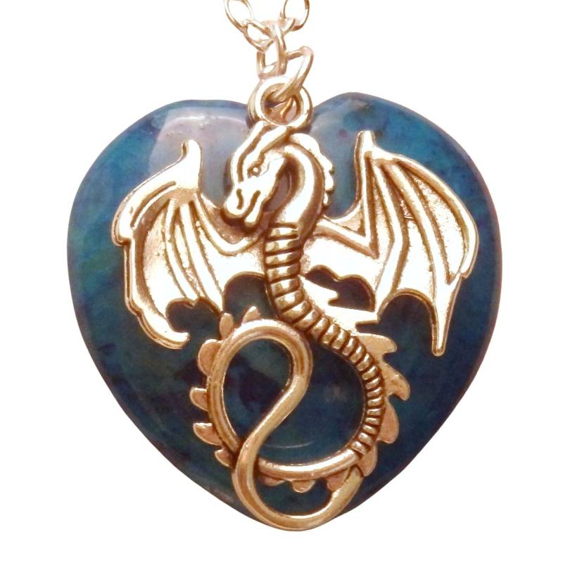 Kette Mit Drachen Und Lichtherzstein | 453 Lt Blau von CelticMinkJewelry
