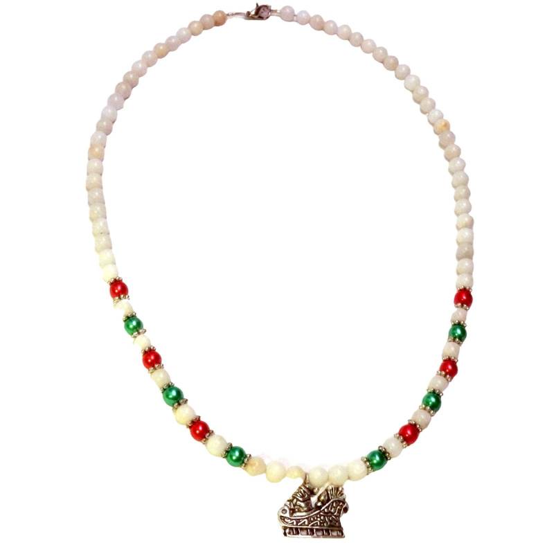 Schlitten Des Weihnachtsmannes Perlen Edelstein Und Glas Halskette Weihnachtskette 1552 von CelticMinkJewelry