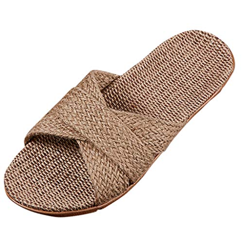 Celucke Leinenpantoffeln Damen Hausschuhe im Innenbereich Crossover Paare Outdoor Pantoffeln Sandalen Mode Freizeitschuhe Strandschuhe Slides von Celucke Damenschuhe