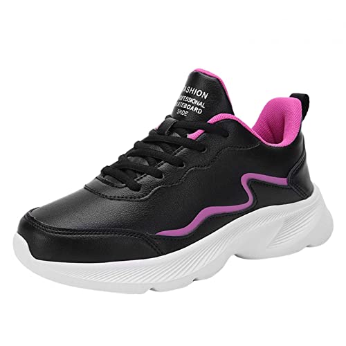 Celucke Schnürschuhe Sneaker Damen Leder Turnschuhe Sportschuhe Laufschuhe rutschfeste Tennis Schuhe Flache Running Shoe Low Top Outdoor Fitnessschuhe Gym von Celucke Damenschuhe