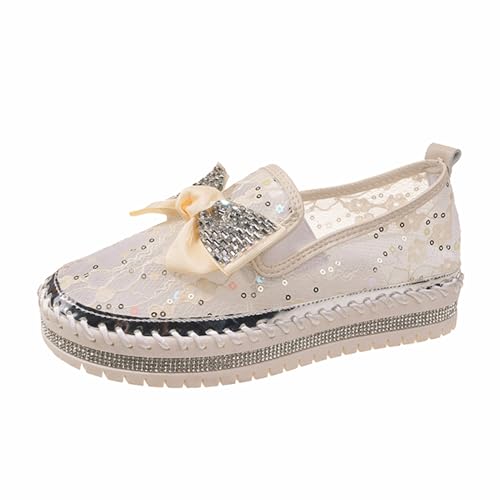 Celucke Slip On Sneaker Damen Strass Slipper mit Glitzer-Optik Frauen Bequeme Leichte Atmungsaktive Freizeitschuhe Low Top Flache Schuhe Schöner Damenschuhe von Celucke Damenschuhe