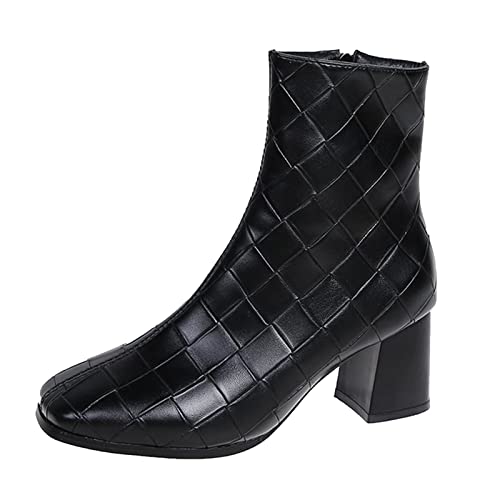 Celucke Stiefel Damen Damenschuhe Roman Heel Thick Stiefel Runde Gürtelstiefel Mit Absatz Ankle Chunky Damenstiefel Fersenstiefel von Celucke Damenschuhe