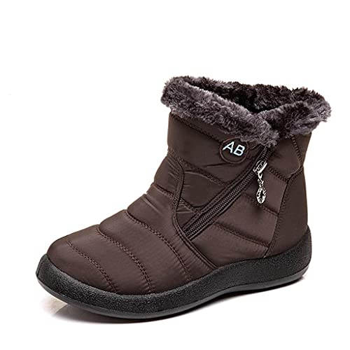 Celucke Stiefeletten Damen Ankle Boots Schlupfstiefel Warm Gefüttert Schneestiefel Schuhen Wasserdicht Flacher Absatz Winterschuhe Winterstiefel von Celucke Damenschuhe