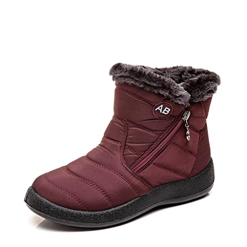 Celucke Stiefeletten Damen Ankle Boots Schlupfstiefel Warm Gefüttert Schneestiefel Schuhen Wasserdicht Flacher Absatz Winterschuhe Winterstiefel von Celucke Damenschuhe