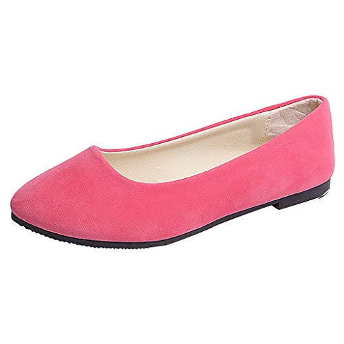 Damen Flache Ballerinas Einfarbig Mokassins Bequeme Loafer Frauen Elegante Slipper Schöner Schuh Slip-Ons Casual Damenschuhe Celucke (Pink, 40 EU) von Celucke Damenschuhe